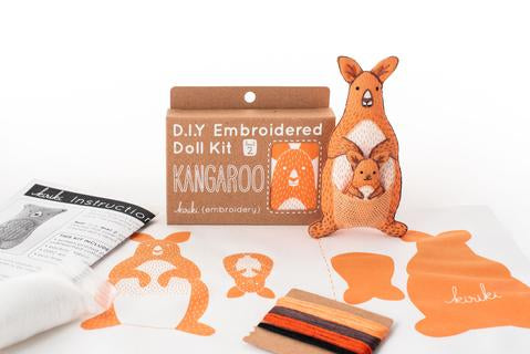 Kangaroo Embroidery Doll Kit by Kiriki Press