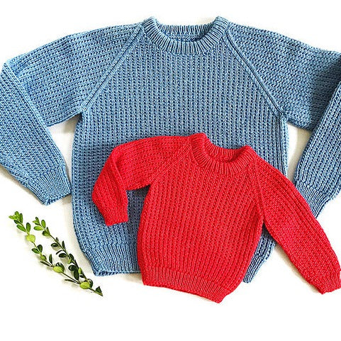 #16 English Rib Pullover - child & adult sweater by Yankee Knitter Designs
