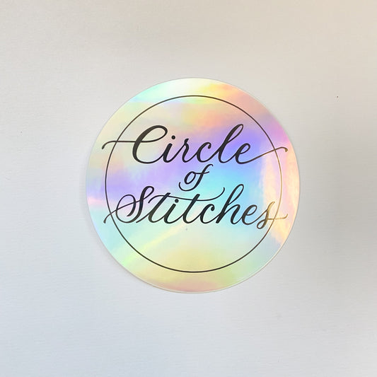 Holographic Circle of Stitches Sticker