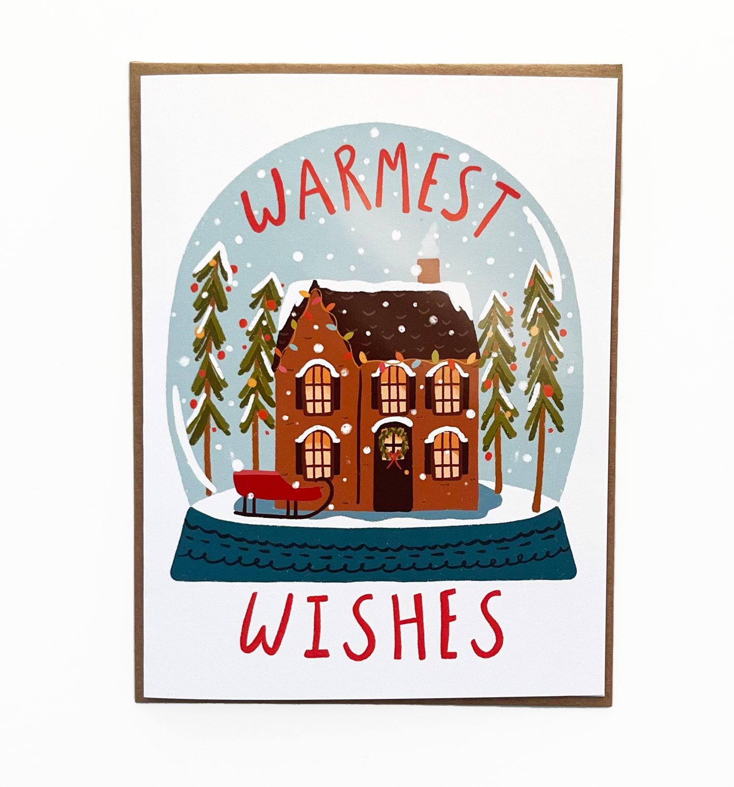 Warmest Wishes Cabin in a Snow Globe Card