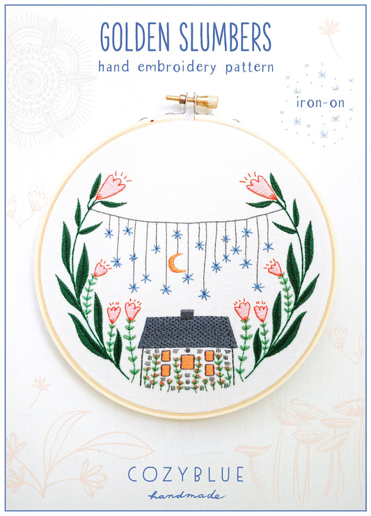 golden slumbers iron-on embroidery pattern