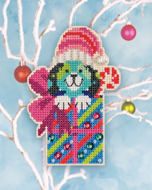 Puppy Present - Cross Stitch Ornament Kit