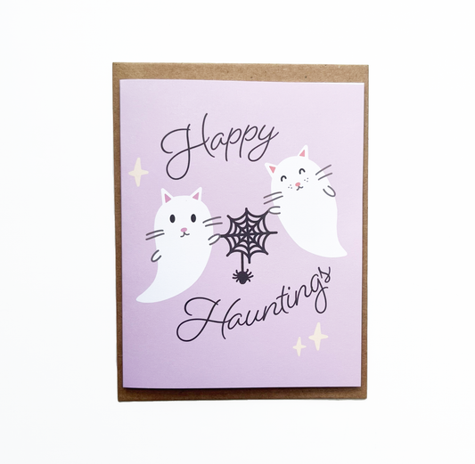 Happy Hauntings Cat Ghost Card