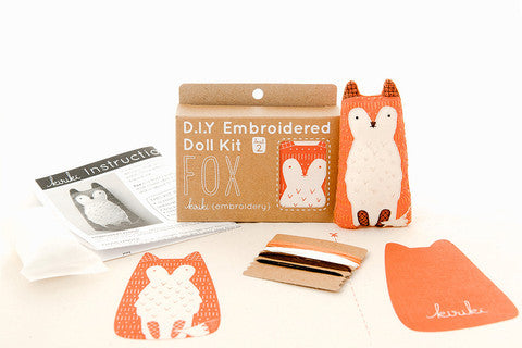 Fox Embroidery Doll Kit by Kiriki Press